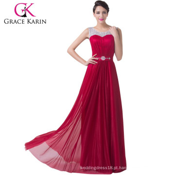 Grace Karin estilo sem mangas vermelho com contas e lantejoulas formal vestido de noite CL6272